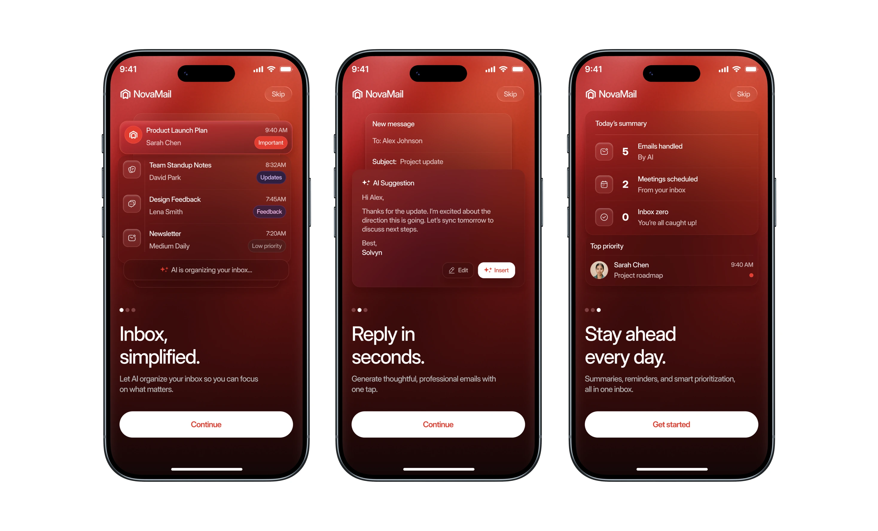 NovaMail — AI-organized inbox app