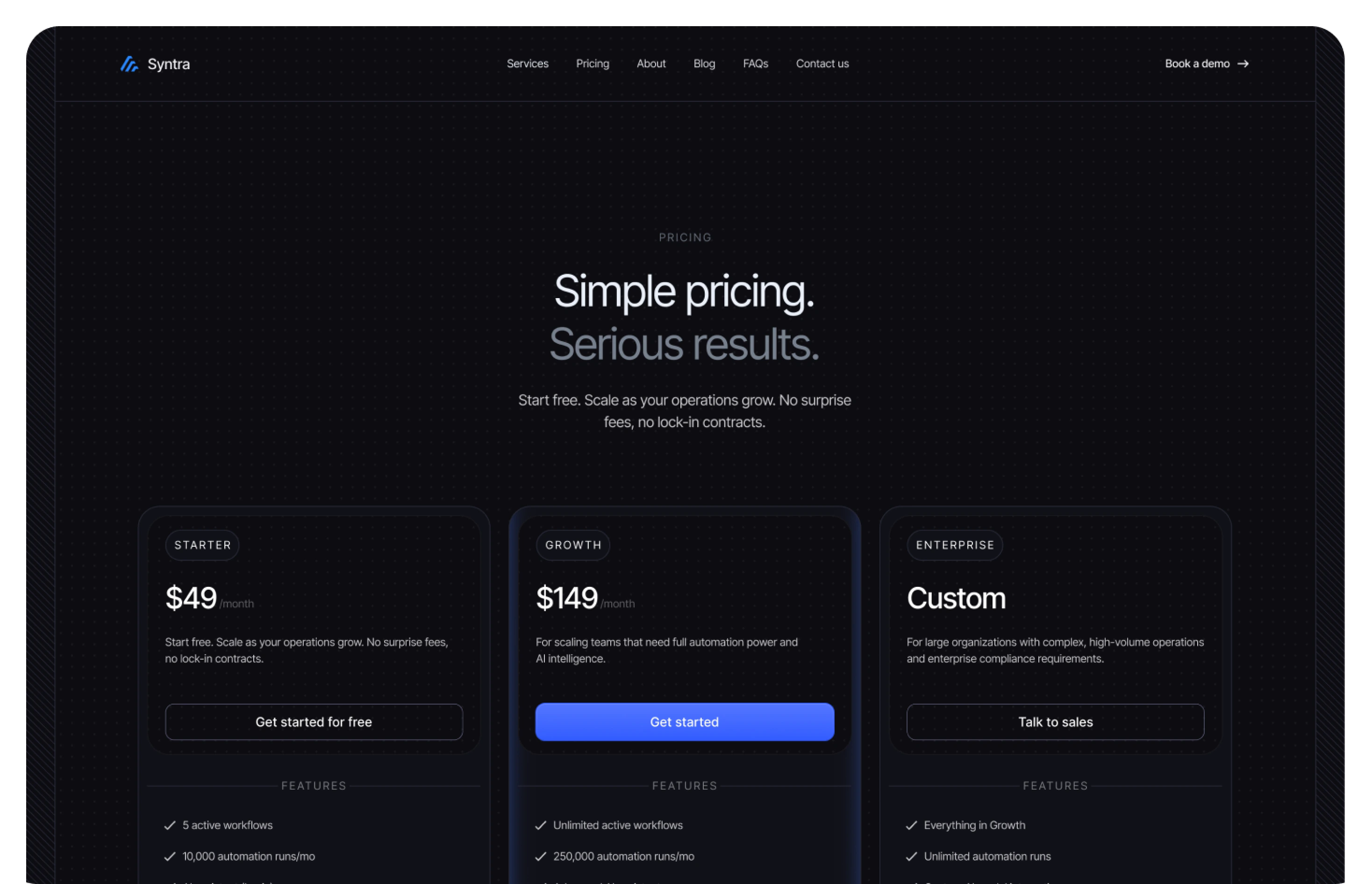 Syntra — pricing website